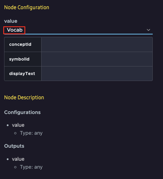 Select Vocab as Constant Node Value Type