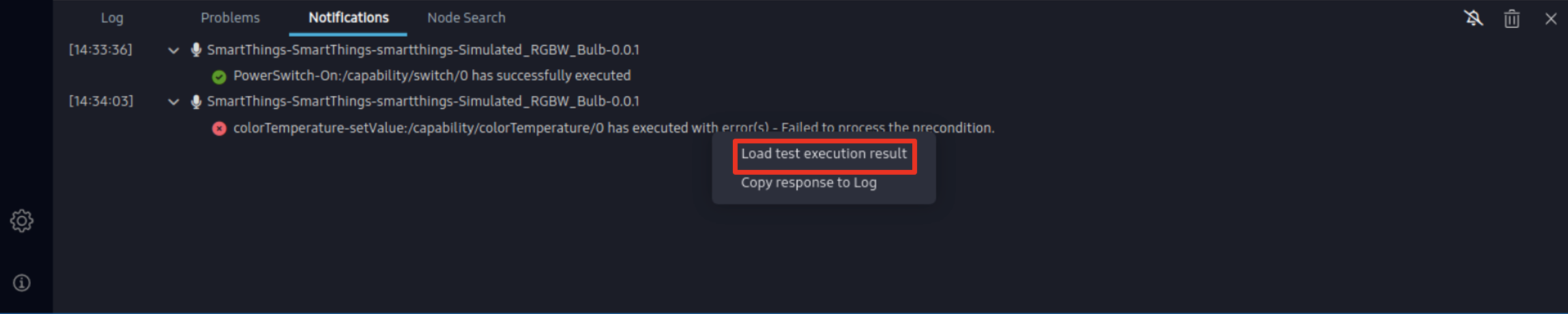 Load execution results for debugging failed execution