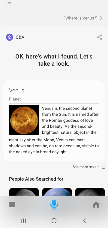 Don't: show information that doesn't answer the query, such as the Wikipedia entry for Venus
