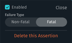Assertion settings window