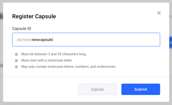 Register Capsule dialog box