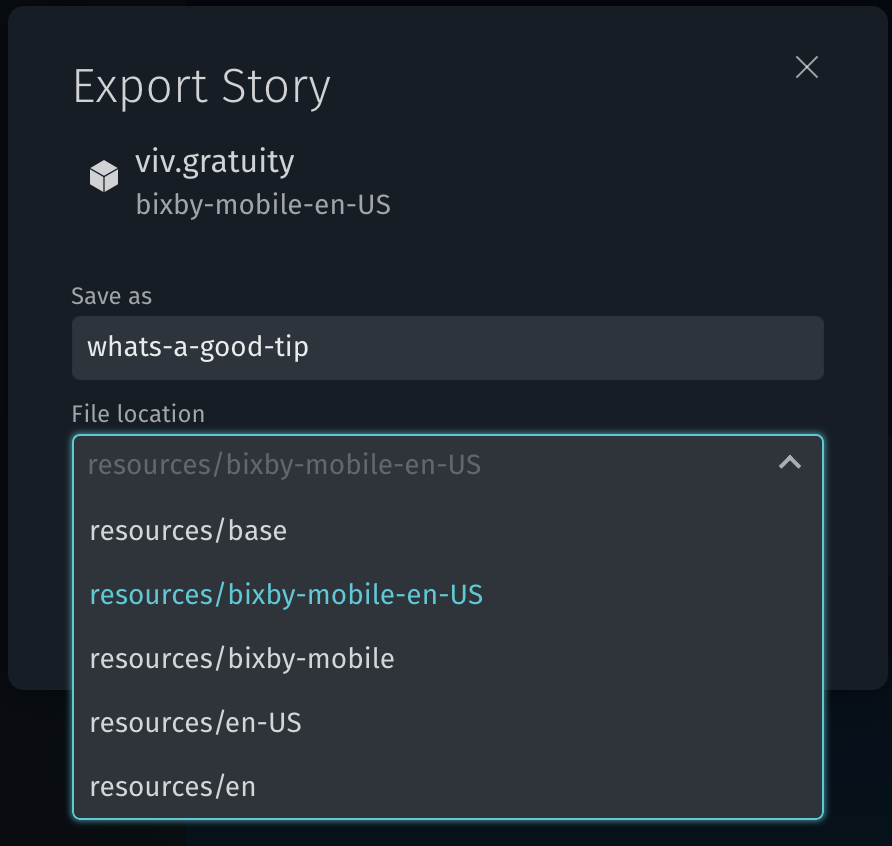 Export story location options