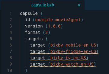 New Device Types list in the capsule.bxb file by target