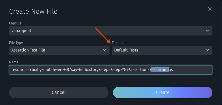 Default Tests assertion template